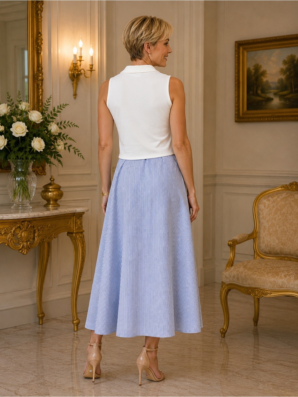 Anne Klein White dress with removable top for summer days, attachable top - Picture 6 of 7
